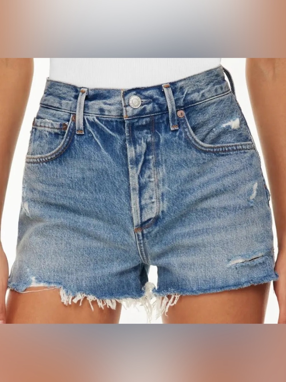 NWT Agolde Jaden High Rise Cut Off Shorts in Surreal